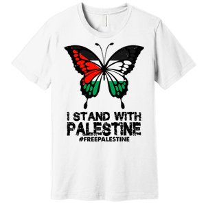 I Stand With Palestine Free Palestine Butterfly Premium T-Shirt