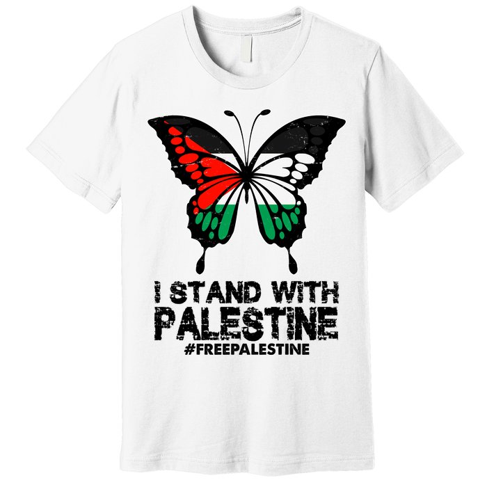 I Stand With Palestine Free Palestine Butterfly Premium T-Shirt