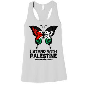 I Stand With Palestine Free Palestine Butterfly Women's Racerback Tank