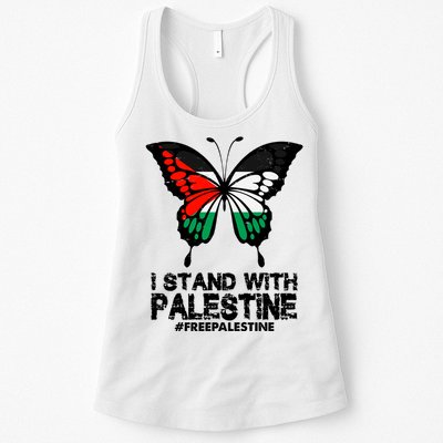 I Stand With Palestine Free Palestine Butterfly Womens Tank Top