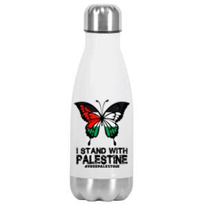 I Stand With Palestine Free Palestine Butterfly Stainless Steel Insulated Water Bottle