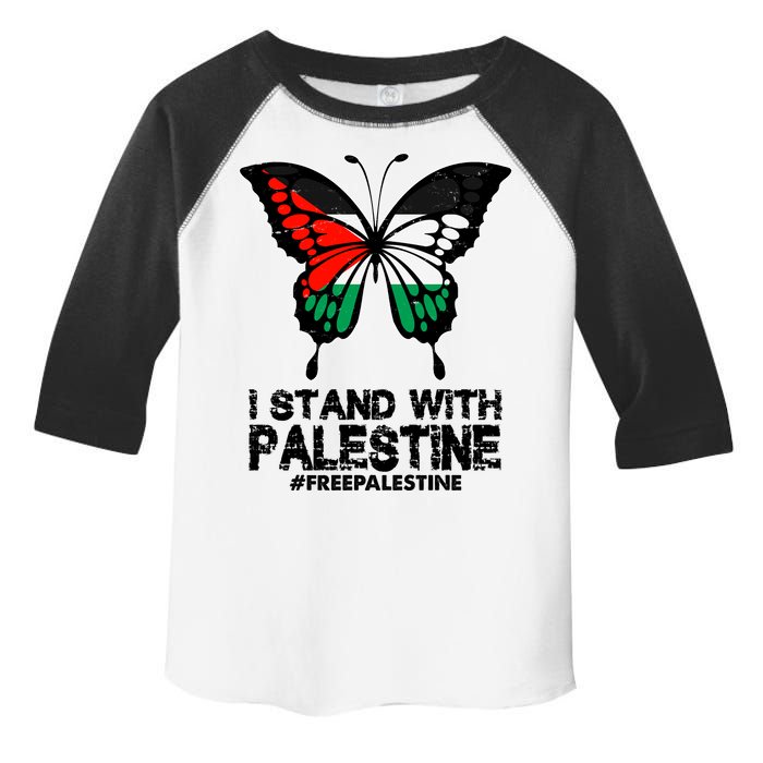 I Stand With Palestine Free Palestine Butterfly Toddler Fine Jersey T-Shirt