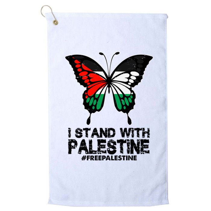 I Stand With Palestine Free Palestine Butterfly Platinum Collection Golf Towel