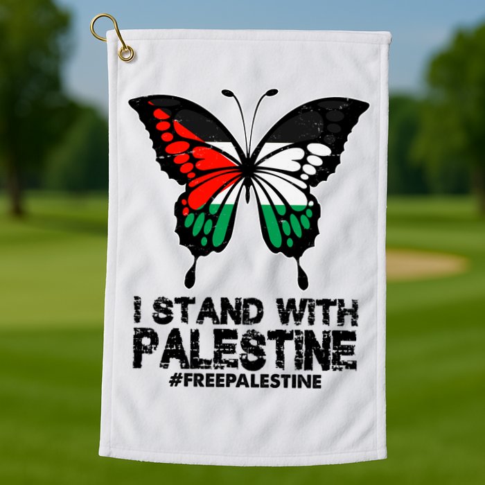 I Stand With Palestine Free Palestine Butterfly Golf Towel
