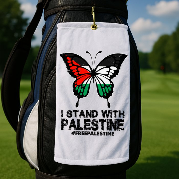 I Stand With Palestine Free Palestine Butterfly Golf Towel