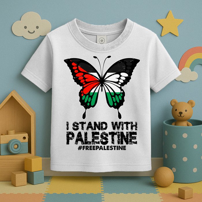 I Stand With Palestine Free Palestine Butterfly Toddler T-Shirt