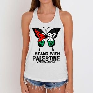 I Stand With Palestine Free Palestine Butterfly Women's Knotted Racerback Tank