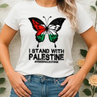 I Stand With Palestine Free Palestine Butterfly Womens T-Shirt