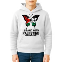 I Stand With Palestine Free Palestine Butterfly Kids Hoodie