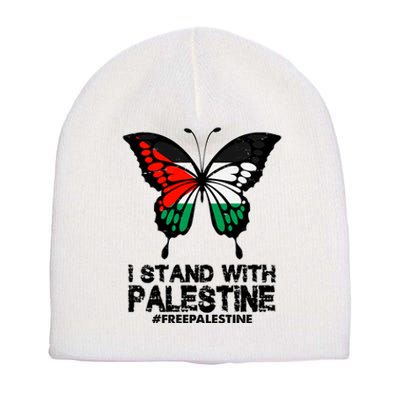 I Stand With Palestine Free Palestine Butterfly Short Acrylic Beanie