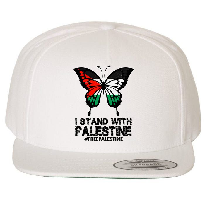 I Stand With Palestine Free Palestine Butterfly Wool Snapback Cap