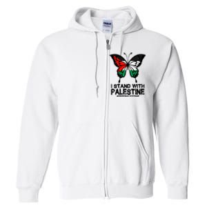 I Stand With Palestine Free Palestine Butterfly Full Zip Hoodie