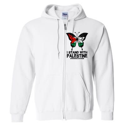 I Stand With Palestine Free Palestine Butterfly Full Zip Hoodie