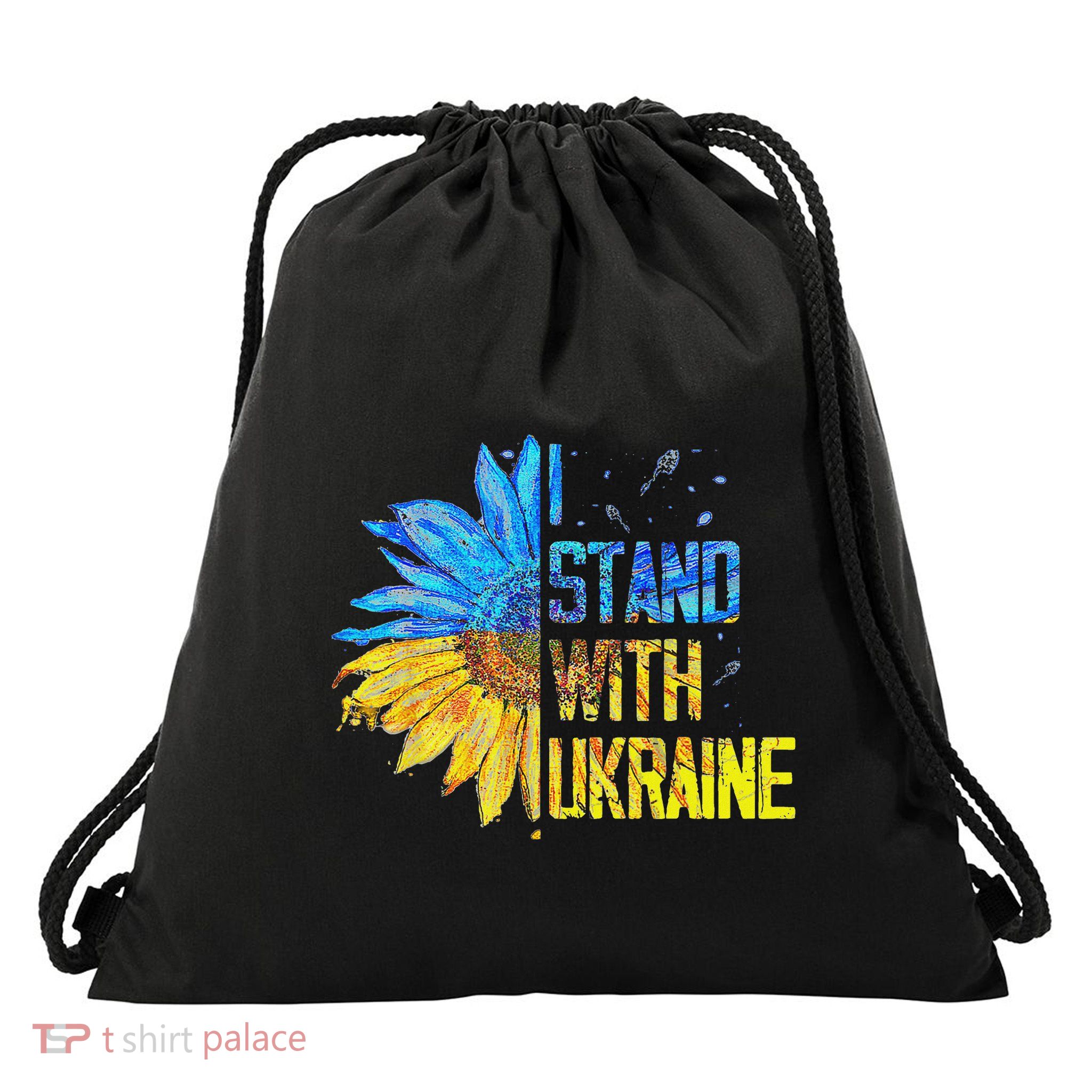 I Stand With Ukraine 2025 Ukrainian Flag Free Ukraine Drawstring Bag