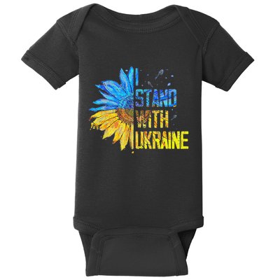 I Stand With Ukraine 2025 Ukrainian Flag Free Ukraine Baby Bodysuit