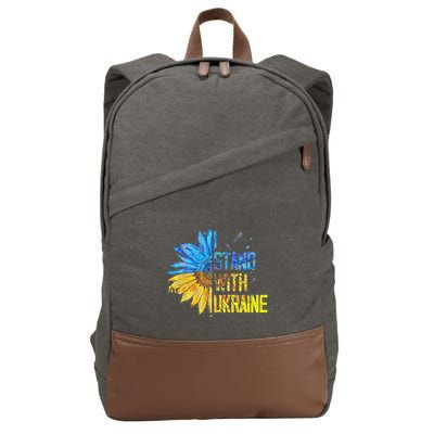 I Stand With Ukraine 2025 Ukrainian Flag Free Ukraine Cotton Canvas Backpack