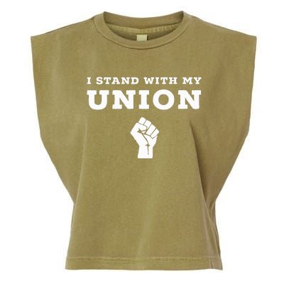 I Stand With My Union Solidarity Fist Garment-Dyed Women's Muscle Tee