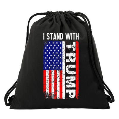 i stand with president trump pro trump supporter anti biden Drawstring Bag