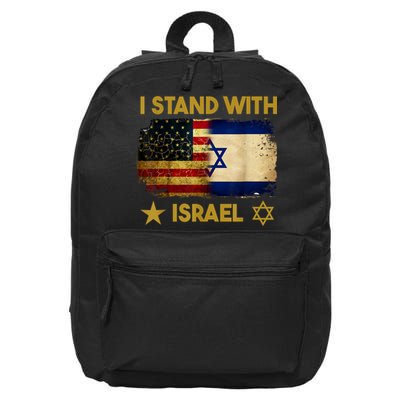 I Stand With Israel America Flag 16 in Basic Backpack