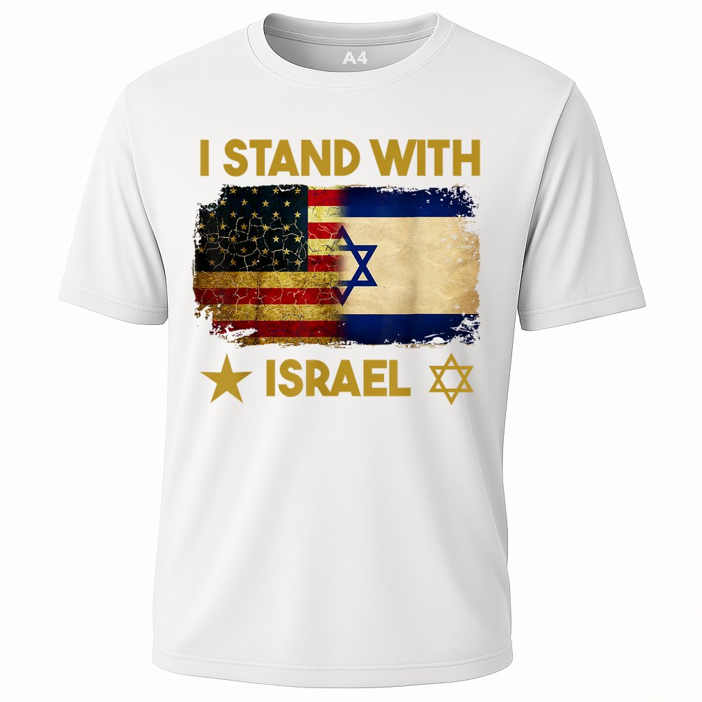I Stand With Israel America Flag Cooling Performance Crew T-Shirt