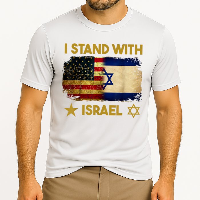 I Stand With Israel America Flag Cooling Performance Crew T-Shirt