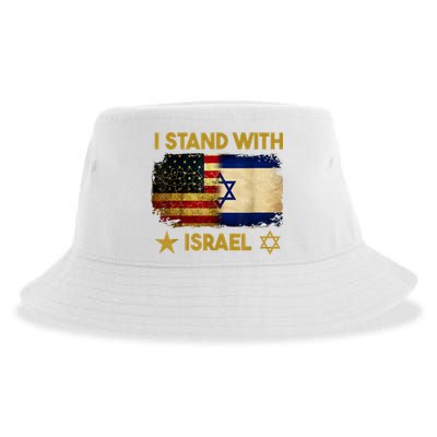 I Stand With Israel America Flag Sustainable Bucket Hat