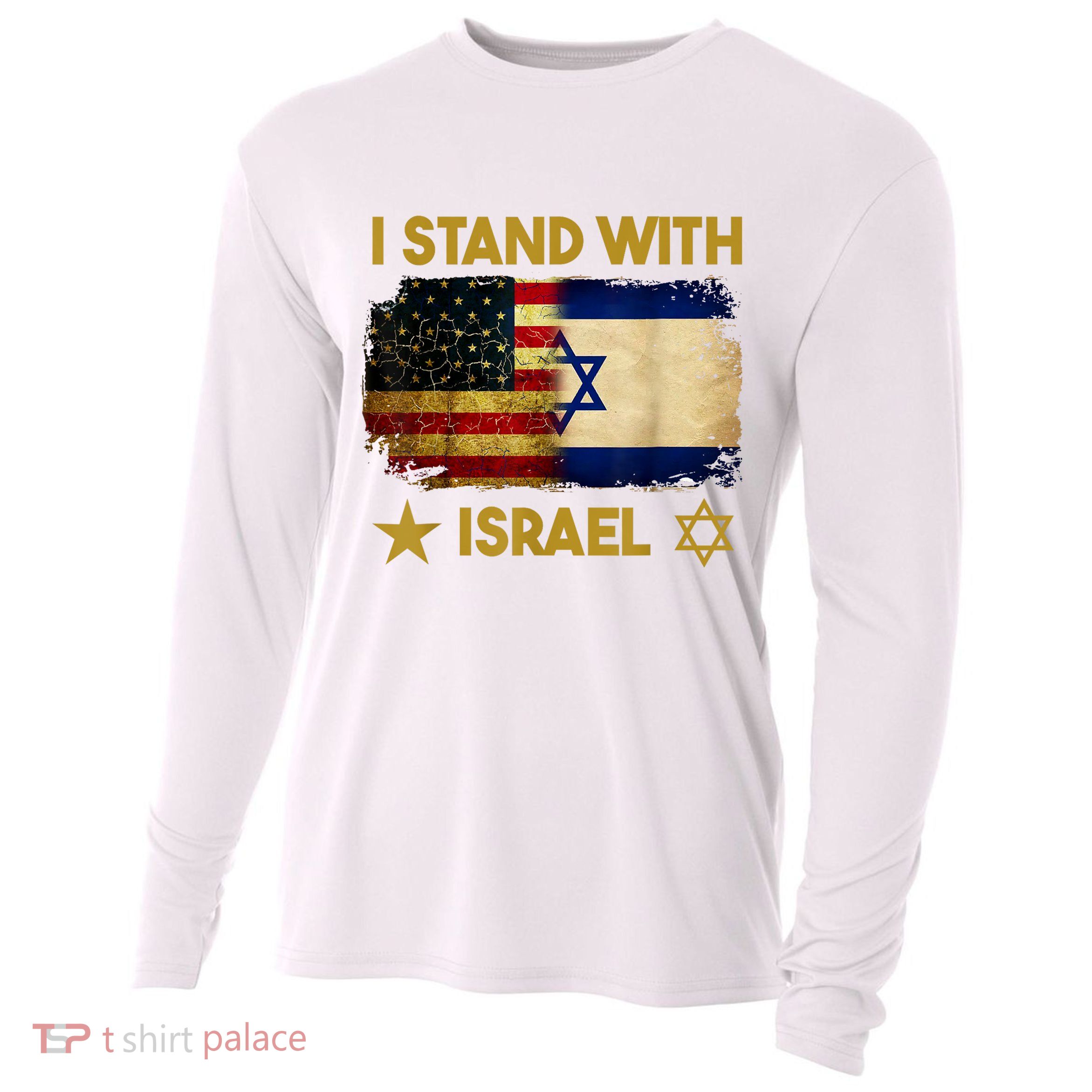 I Stand With Israel America Flag Cooling Performance Long Sleeve Crew