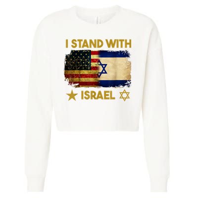 I Stand With Israel America Flag Cropped Pullover Crew