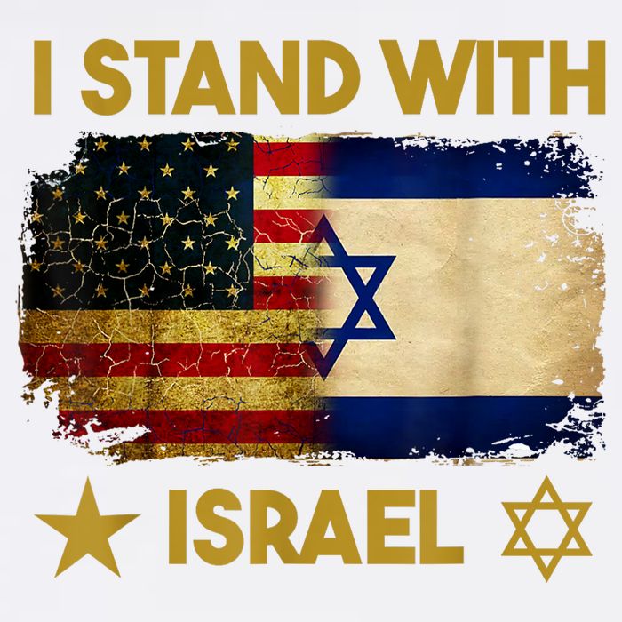 I Stand With Israel America Flag Cropped Pullover Crew
