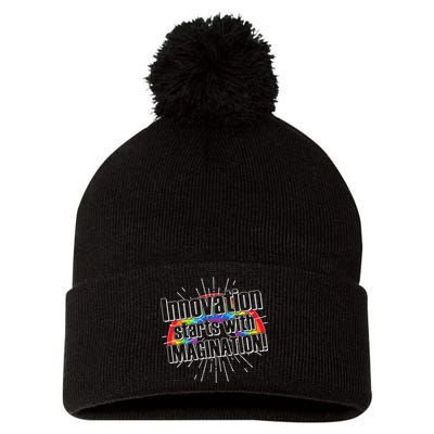 Innovation Starts With Imagination! Pom Pom 12in Knit Beanie