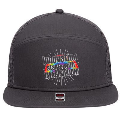 Innovation Starts With Imagination! 7 Panel Mesh Trucker Snapback Hat