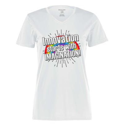 Innovation Starts With Imagination! Women's Momentum V-Neck T-Shirt