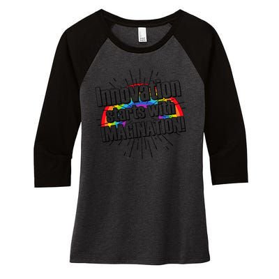 Innovation Starts With Imagination! Women's Tri-Blend 3/4-Sleeve Raglan Shirt