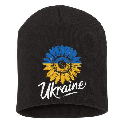 I Stand With Ukraine – Ukraine Flag Sunflower Vintage Short Acrylic Beanie