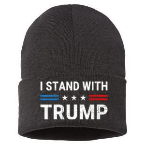 I Stand With Trump American Flag Sustainable Knit Beanie