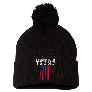 I Stand With Trump Pro Trump Supporter Pom Pom 12in Knit Beanie