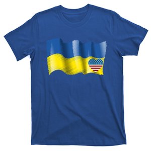 I Stand With Ukraine With Heart American Flag Gift T-Shirt