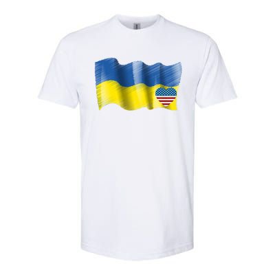 I Stand With Ukraine With Heart American Flag Gift Softstyle® CVC T-Shirt