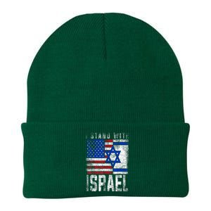 I Stand With Israel Patriotic USA and Israel Flag Knit Cap Winter Beanie