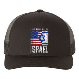 I Stand With Israel Patriotic USA and Israel Flag Yupoong Adult 5-Panel Trucker Hat