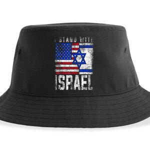 I Stand With Israel Patriotic USA and Israel Flag Sustainable Bucket Hat