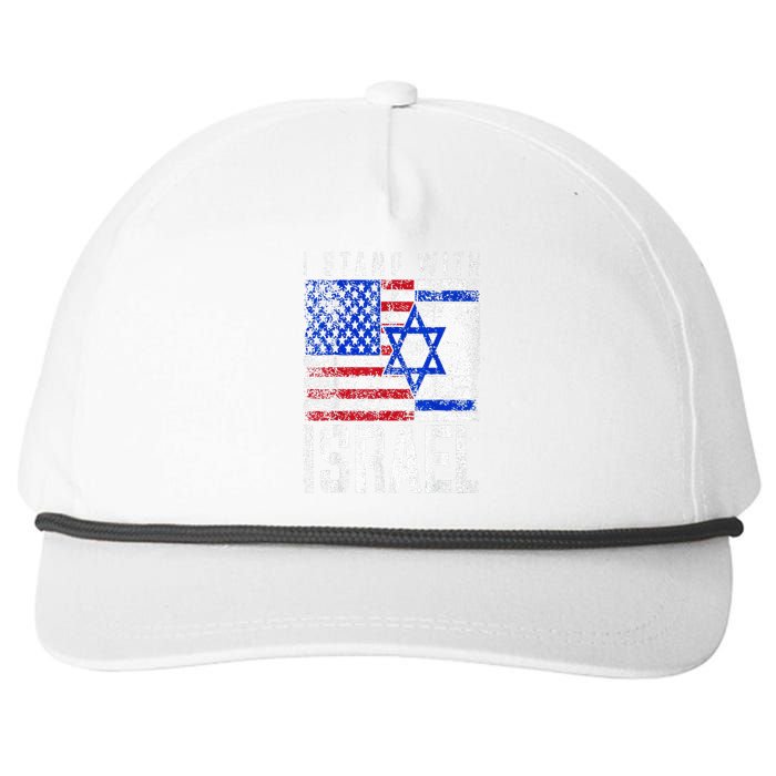 I Stand With Israel Patriotic USA and Israel Flag Snapback Five-Panel Rope Hat