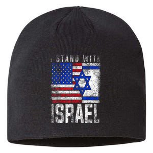 I Stand With Israel Patriotic USA and Israel Flag Sustainable Beanie