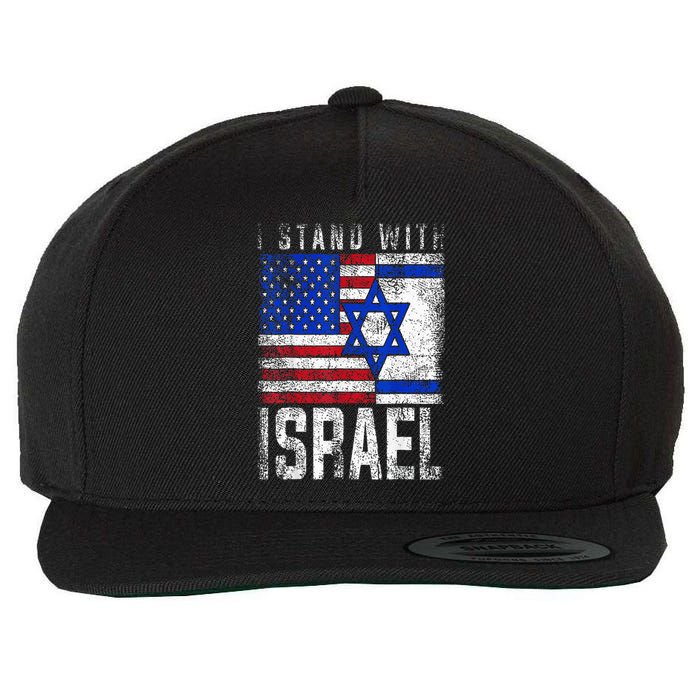 I Stand With Israel Patriotic USA and Israel Flag Wool Snapback Cap