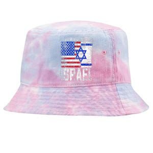 I Stand With Israel Patriotic USA and Israel Flag Tie-Dyed Bucket Hat