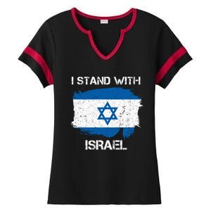 I Stand With Israel Support Israel Love Israeli Brotherhood Ladies Halftime Notch Neck Tee