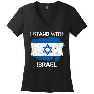 I Stand With Israel Support Israel Love Israeli Brotherhood Women's V-Neck T-Shirt