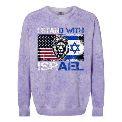 I Stand With Israel US Support Lion Love Israeli Brotherhood Colorblast Crewneck Sweatshirt