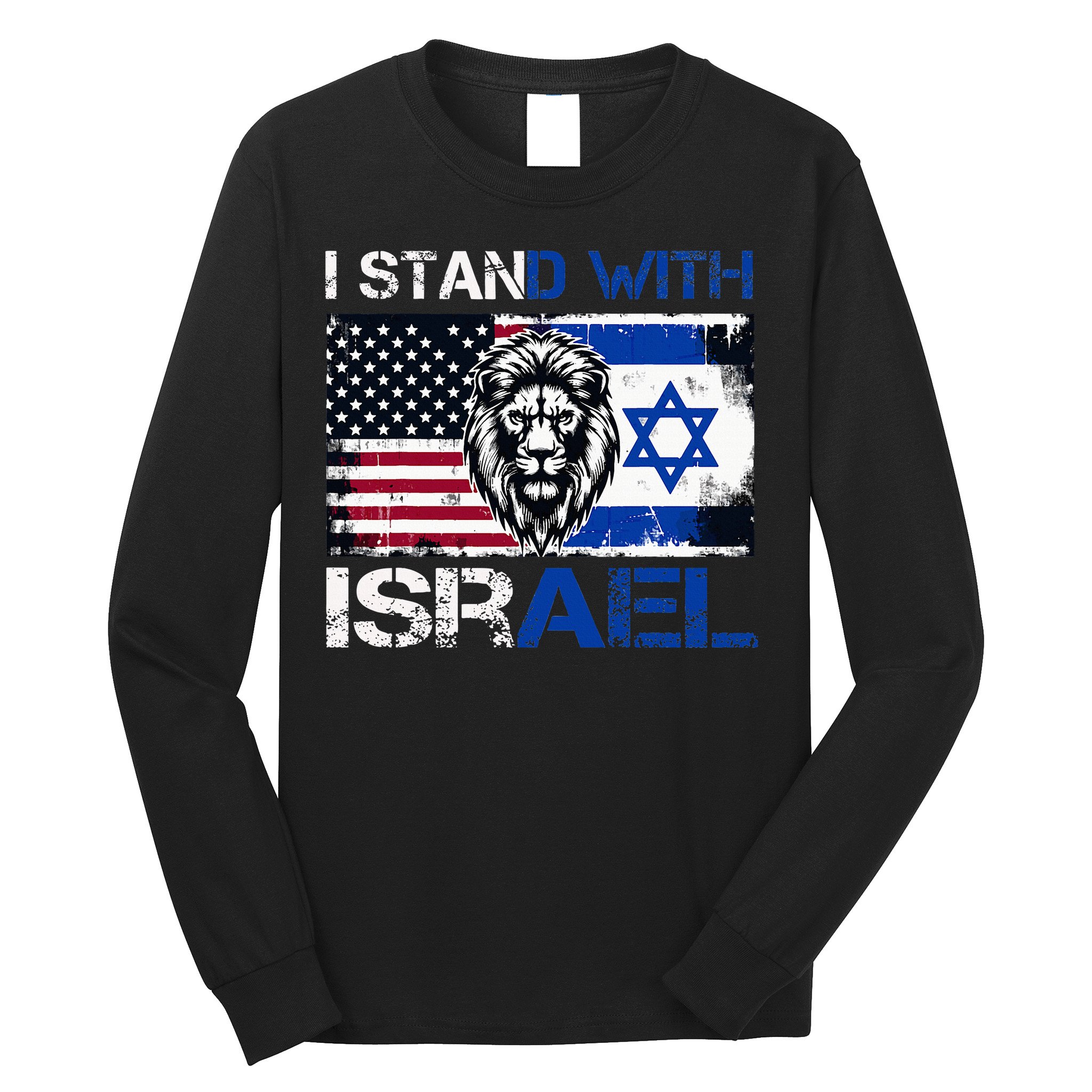 I Stand With Israel US Support Lion Love Israeli Brotherhood Long Sleeve Shirt