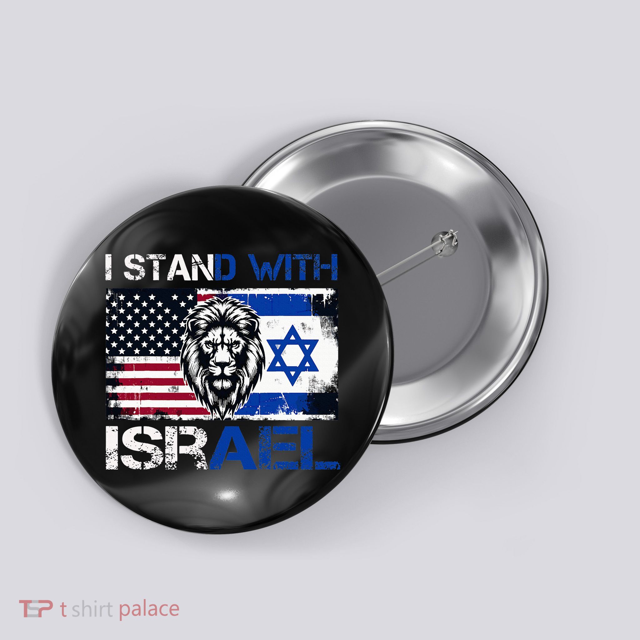 I Stand With Israel US Support Lion Love Israeli Brotherhood Button